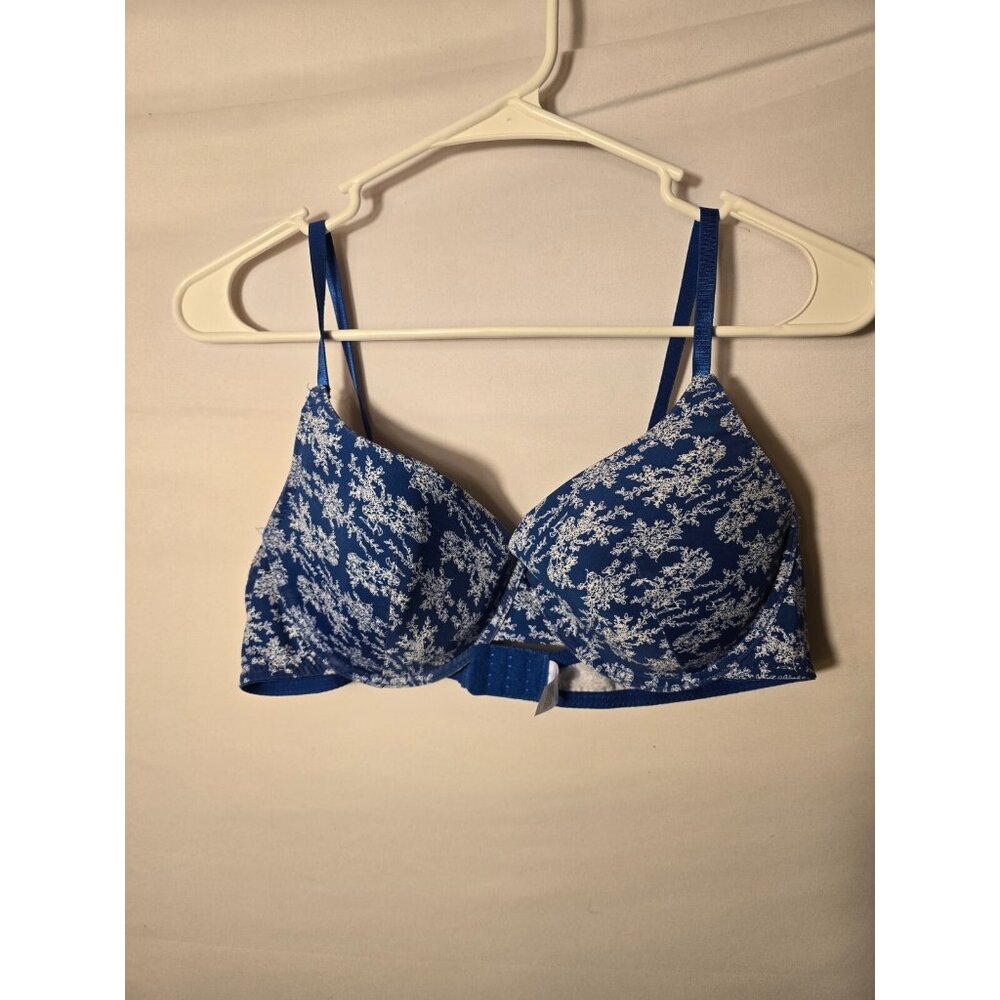 Sweet Demure Blue Floral Underwire Bra Womens Size 38C‎ Cottagecore Boho Push-up